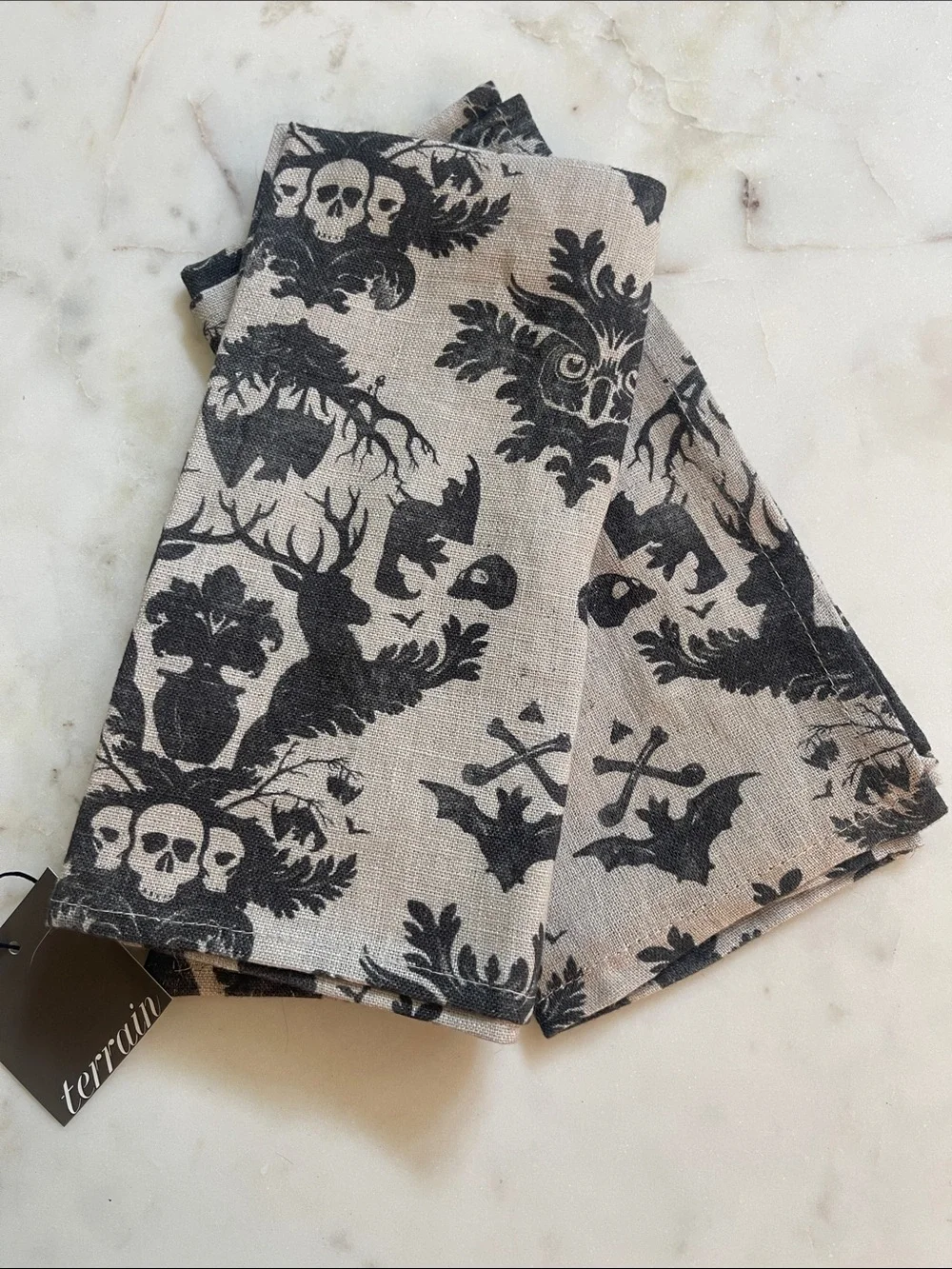 Set of 2 Black Forest Linen Napkins by Terrain for Anthropologie.